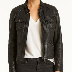 KORS Michael Kors Black Leather Women’s Jacket | size XS | Genuine Leather